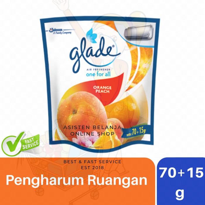 GLADE one for all Orange Peach 70+5g Pengharum Ruangan Kamar Mandi Toilet Gantung Air Freshener