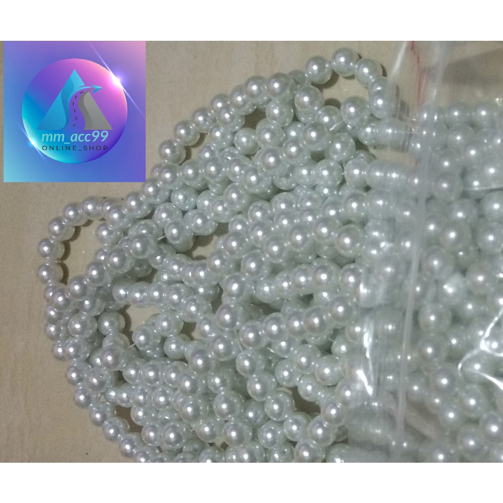 100 Gram Payet Mote Manik Mutiara Sintetis 8mm Bulat Besar Mutsin Berat Kwalitas Super