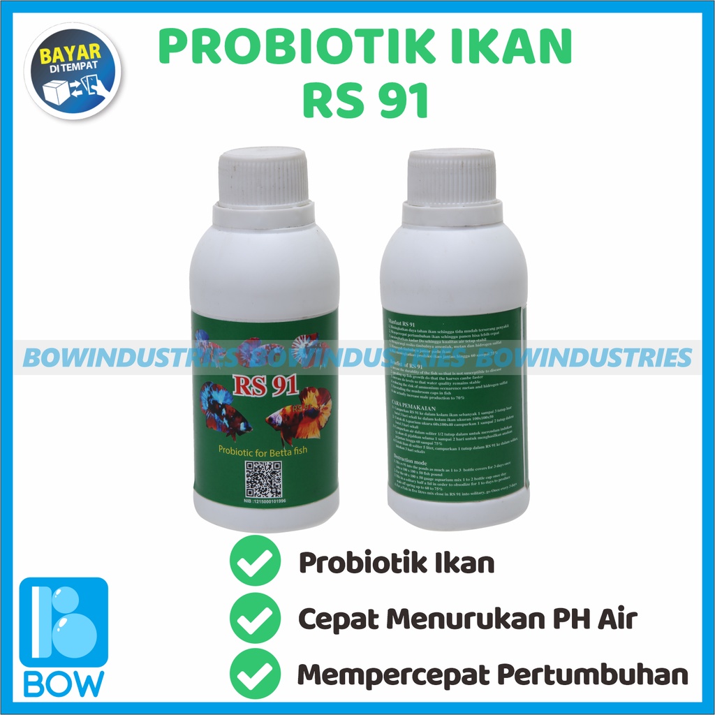 PROBIOTIK RS 91 RS91 Obat Vitamin Nutrisi Perawatan Ikan Hias Cupang  Mengurangi ph air 250 ml