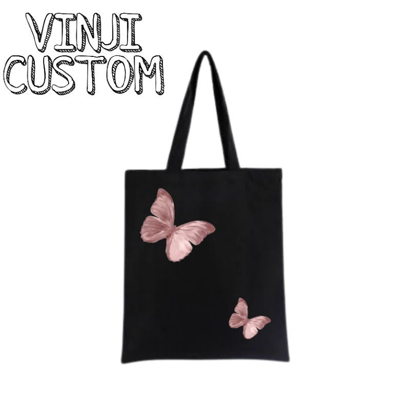 Tote bag BUTTERFLY / tote bag resleting / totebag hitam / totebag wanita / tote bag pria / tas tote 