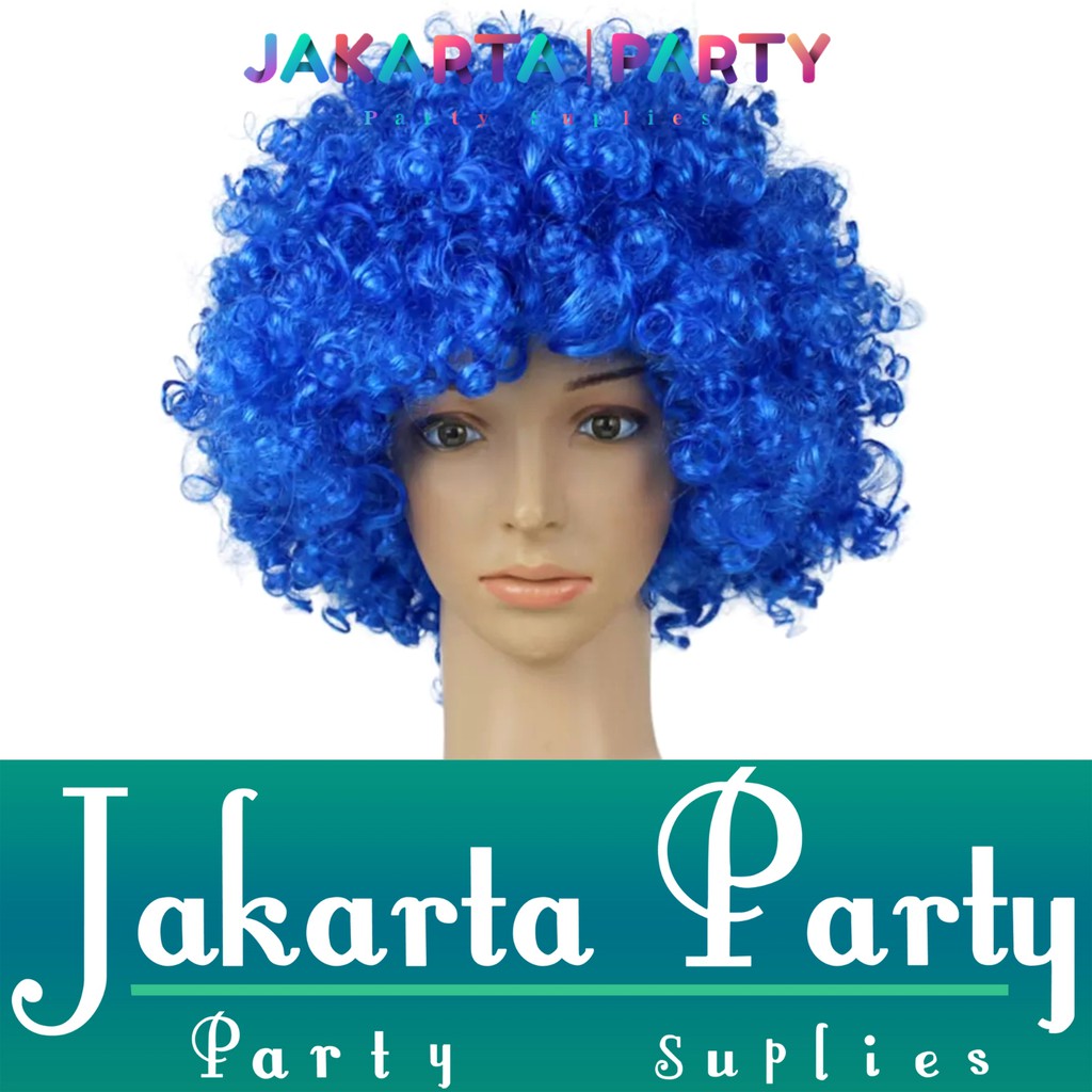 Wig / Wig Kribo / Wig Keriting / Rambut Palsu / Wig Party / Wig Biru