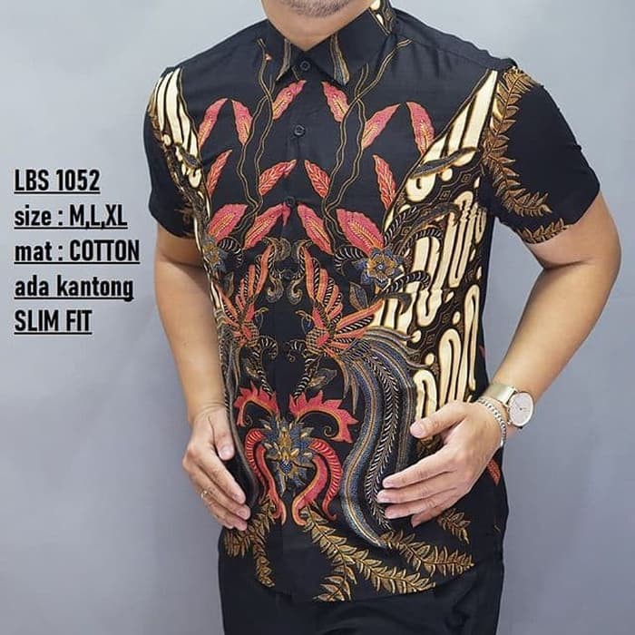 KEMEJA BATIK SLIMFIT LBS 1052 KEMEJA LENGAN PENDEK BAHAN KATUN