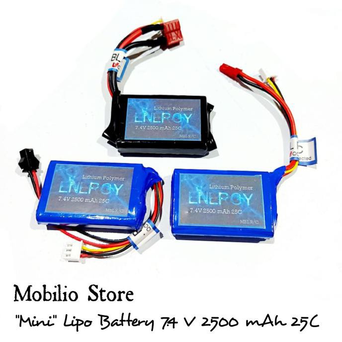Lithium Polymer Battery Lipo Baterai 7.4V Volt 2500 mAh 25C Volt - JST