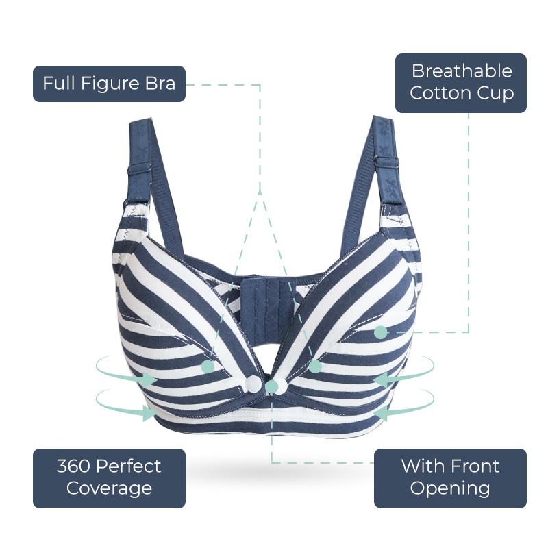 MOOIMOM BASIC STRIPE FRONT BUCKLE MATERNITY &amp; NURSING BRA