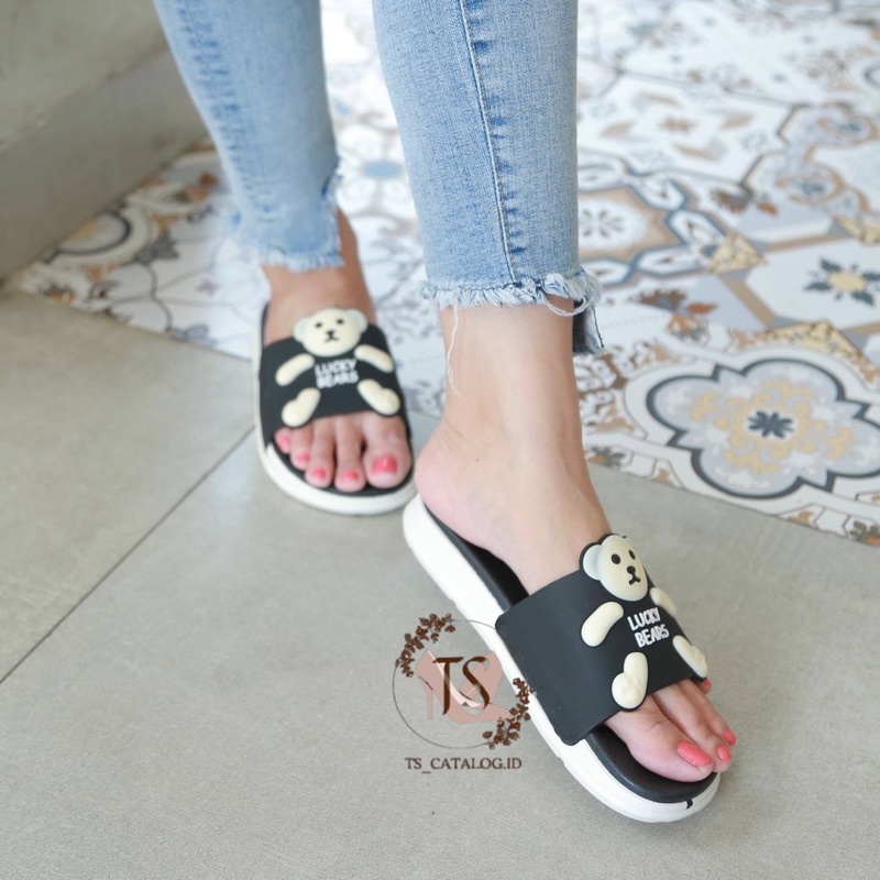 Sandal Slop Motif Bear Timbul BEST SELLER Morego 1902W-A ( KNS )