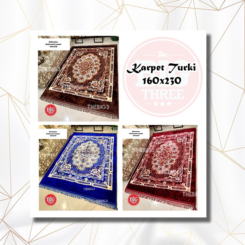 Karpet Turki 160x200 cm - Premium Karpet Turqi Bahan Bludru TEBAL SANGAT HALUS