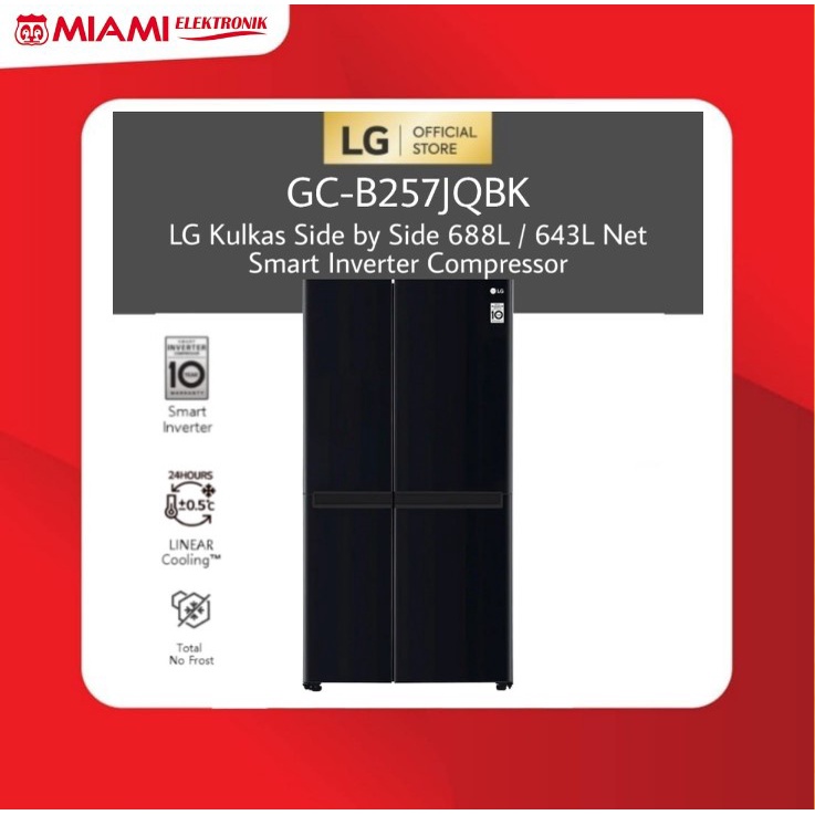 LG GC-B257JQBK Kulkas Side By Side 688L Smart Inverter
