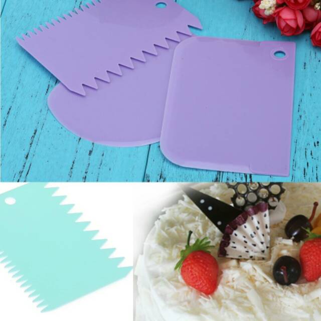 3pcs/set Scrapper kue gerigi halus perata buttercream fondant alas adonan silikon pizza cutter huruf