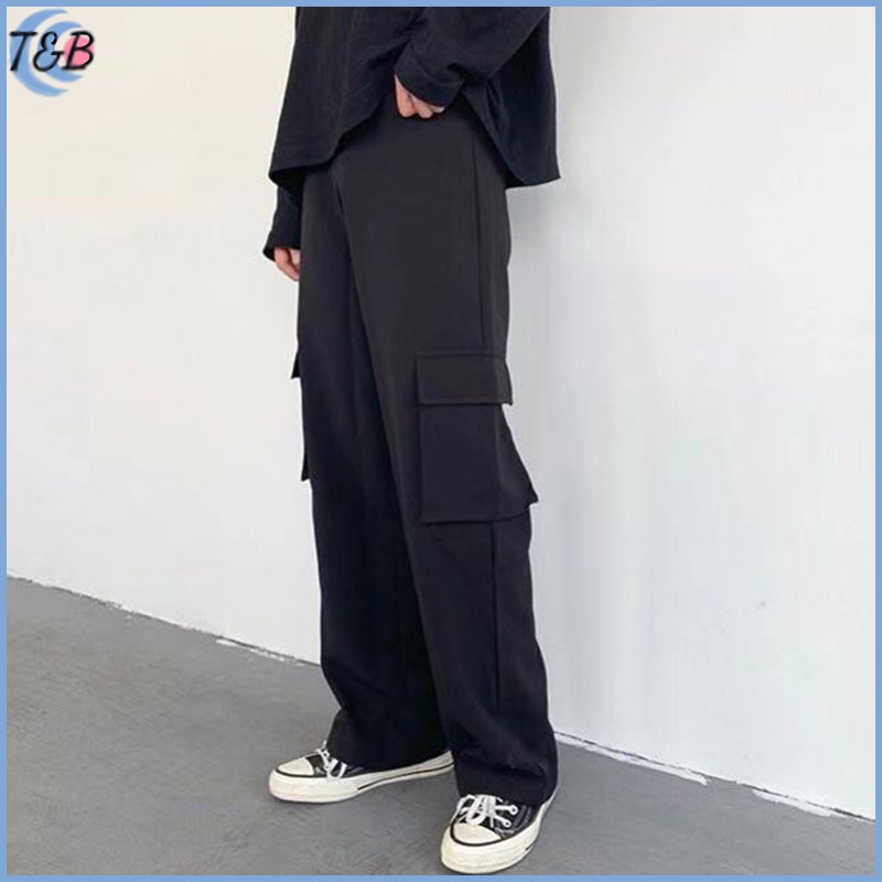 celana cargo straight loose outfit cowok keren celana cargo panjang jogger korean style celana gombrong cowok hitam kulot oversize