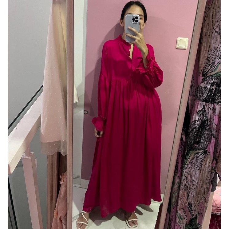 NABO - Kasela Long Dress Magenta (Dress Panjang Bahan Rayon)