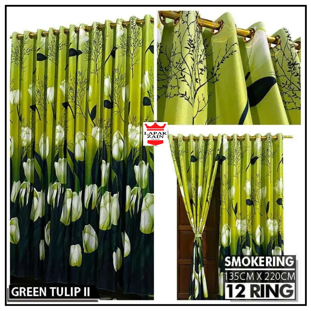 GORDEN JENDELA RUANG TAMU 1 SET GORDEN PINTU 12 RING UK 135X220 MOTIF MENARIK