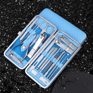 gunting kuku set manicure pedicure 19 pcs warna biru