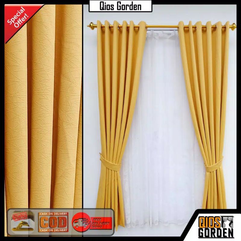 gorden blackout polos serat safron import kuning merah biru abu coklat