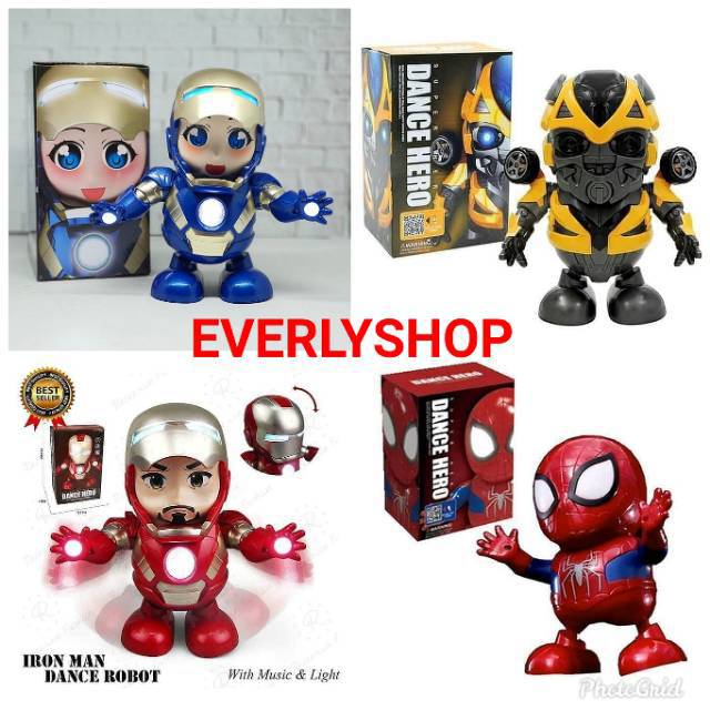 EVERLYSHOP MAINAN  ANAK ROBOT  DANCE  MENARI JOGET IRONMAN 