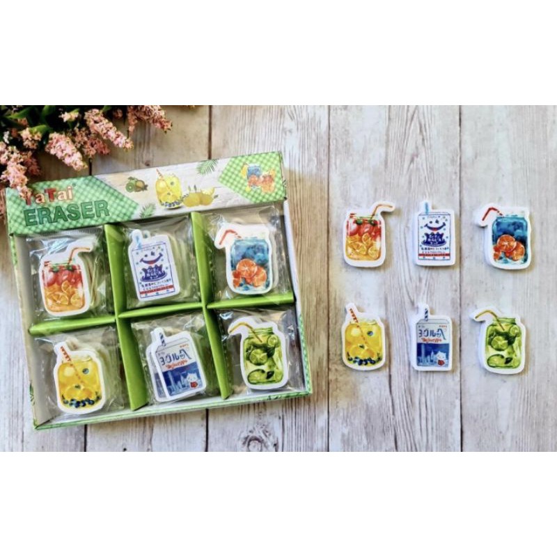 (6pc) hapusan anak lucu BTS BT 21/PENGHAPUS DINO/STIP-Minuman sedotan