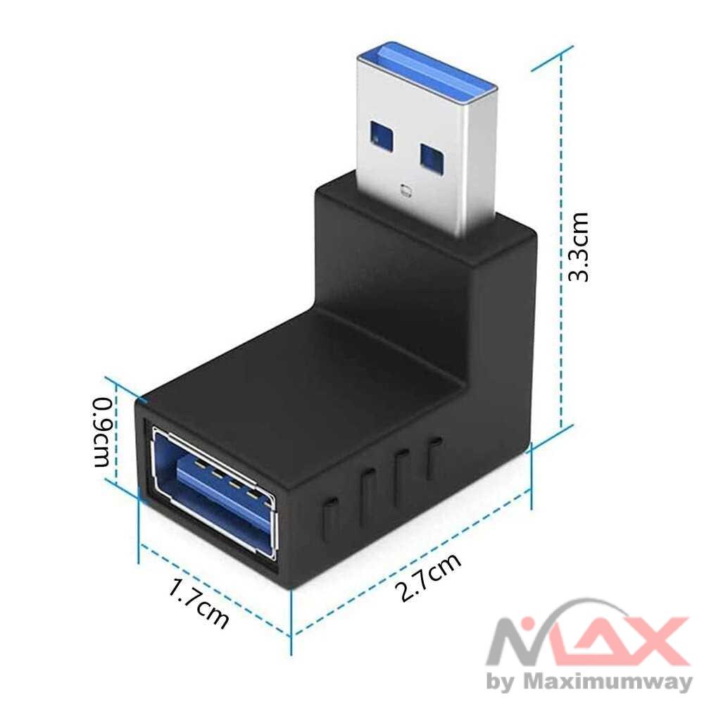 Extension USB 2.0 &amp; 3.0 bentuk L cowok ke cewek male to female untuk menjangkau tempat yang sempit UP Konverter L Shape USB 3.0 Type A Male ke A Female USB 3 Male to Female Adapter Connector Kit,USB 3.0 Header 90 Degree Derajat TV Notebook