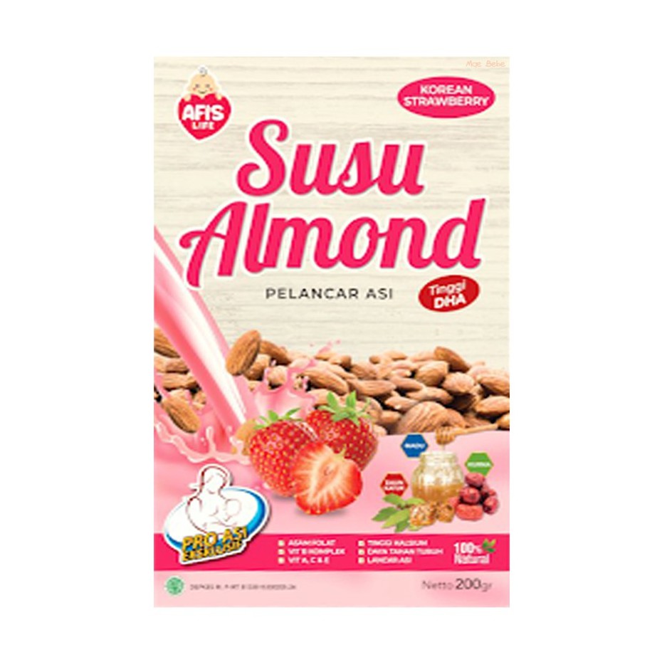 Afis Life Susu Almond Milk Korean Strawberry Pelancar Asi Booster 200g