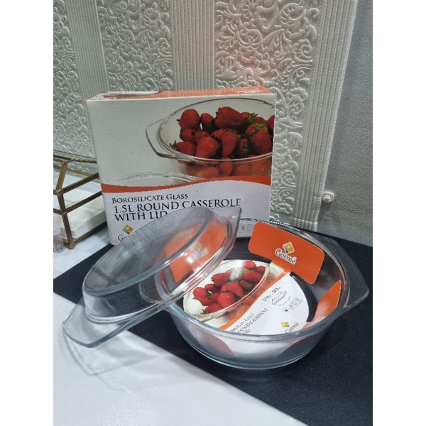 GORME Borosilicate Glass 1.5L Round Casserole Wit Lid