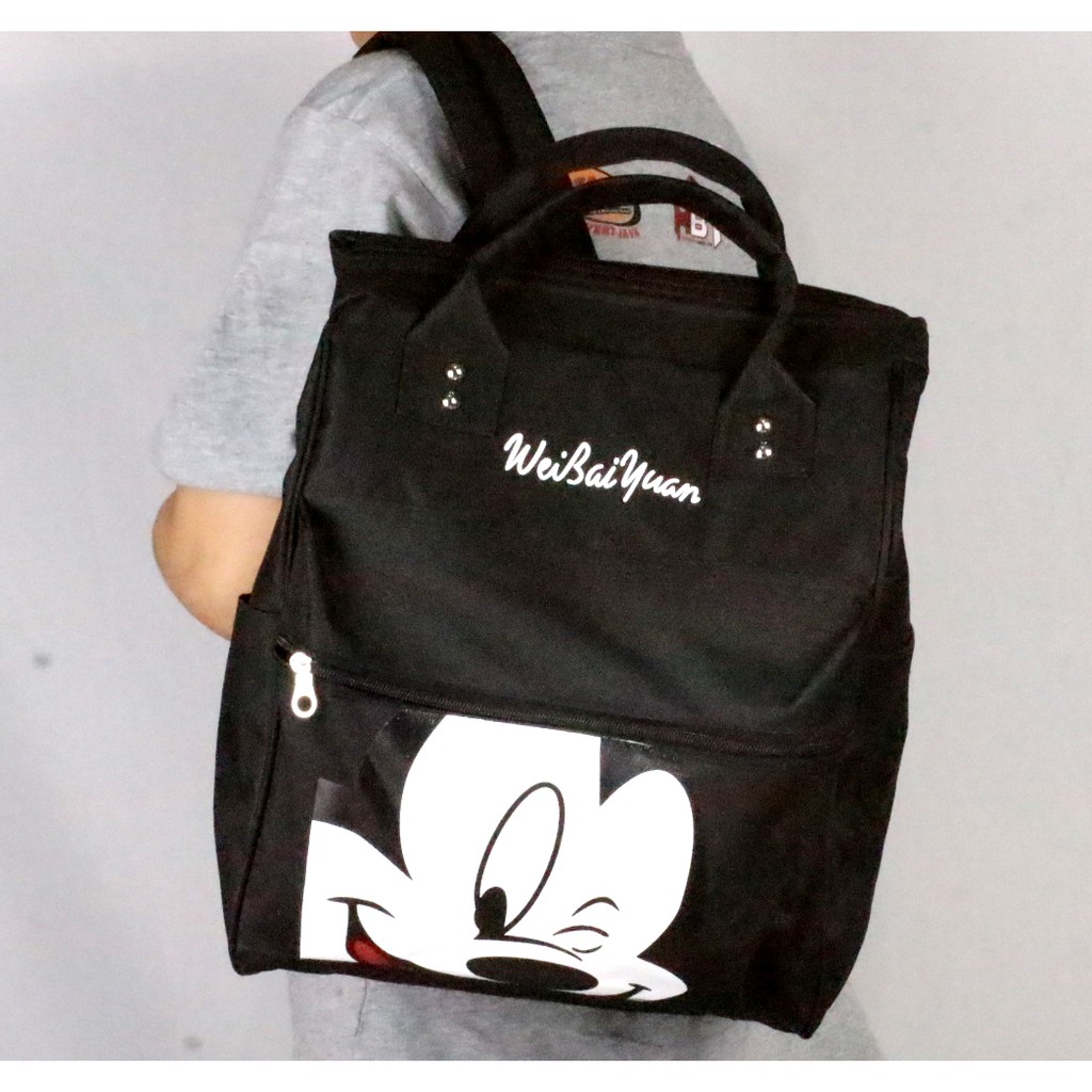 Tas Ransel Backpack Anello Mickeymouse Disney 2in1 Jinjing dan Ransel Unisex 25x16x30cm