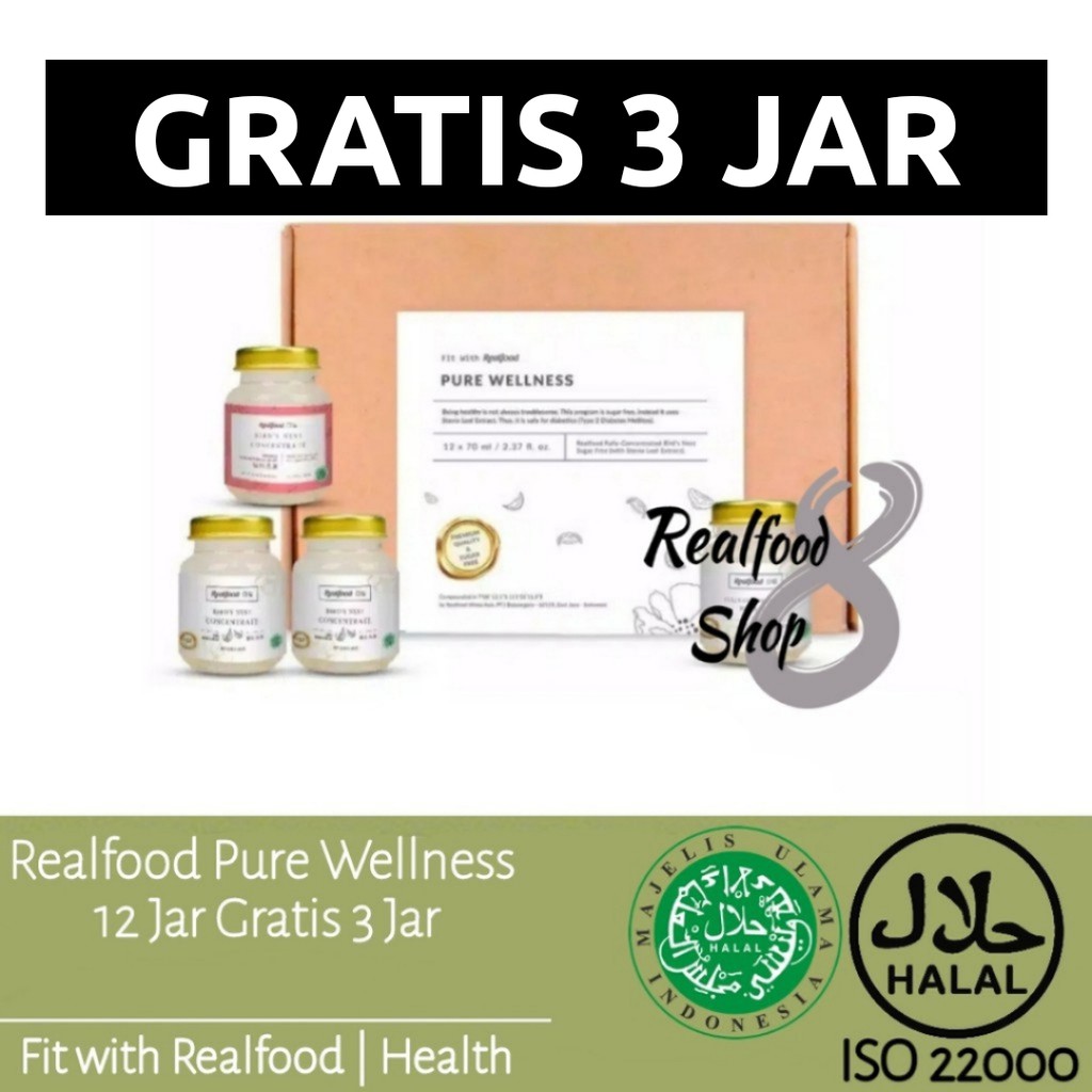 Realfood Pure Wellness 12Jar Bonus 3 Botol Realfood Minuman sarang