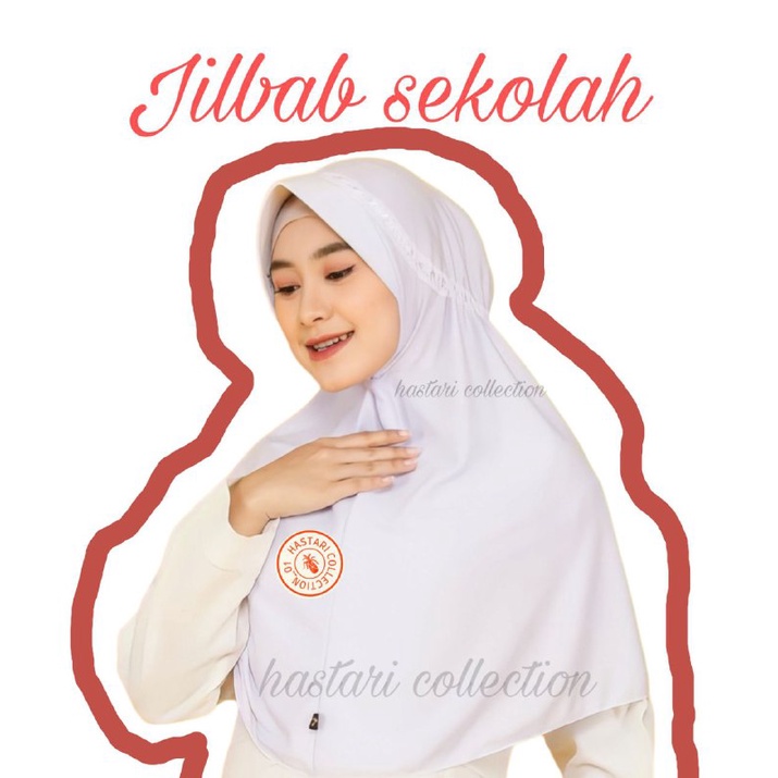 HASTARI JILBAB SEKOLAH KAOS KERUDUNG SERUT RENDA  SIZE M, L,