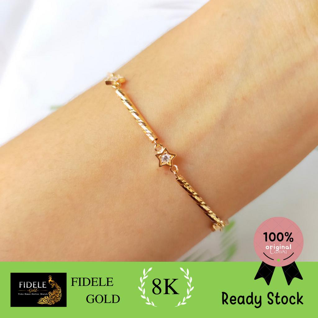 Gelang serut bintang italy santa gelang emas asli ubs gld 375 8k