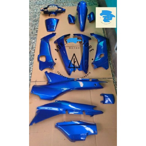 paket cover body supra x lama full body halus warna biru