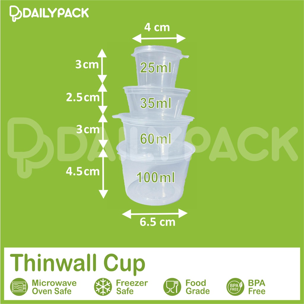 Thinwall Cup Sambal Klip 35 ml / Tempat saus Sambal 35 ml / Plastik Sambal