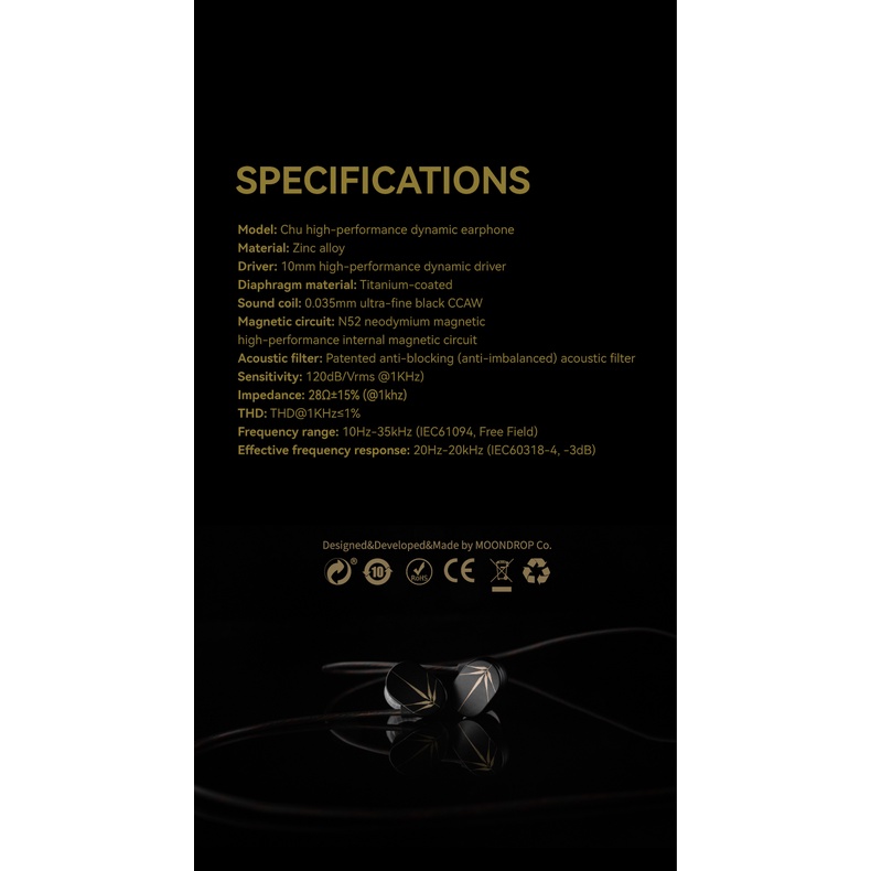 Moondrop CHU Earphone Dynamic IEMs 10mm High-Performance Untuk Aria Quarks SSR