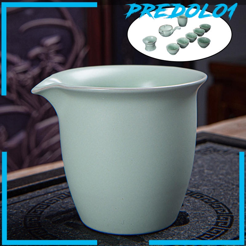 (Predolo1) Set Teko Teh Kungfu Cina Bahan Keramik Dengan Gagang Samping + 6 Cangkir