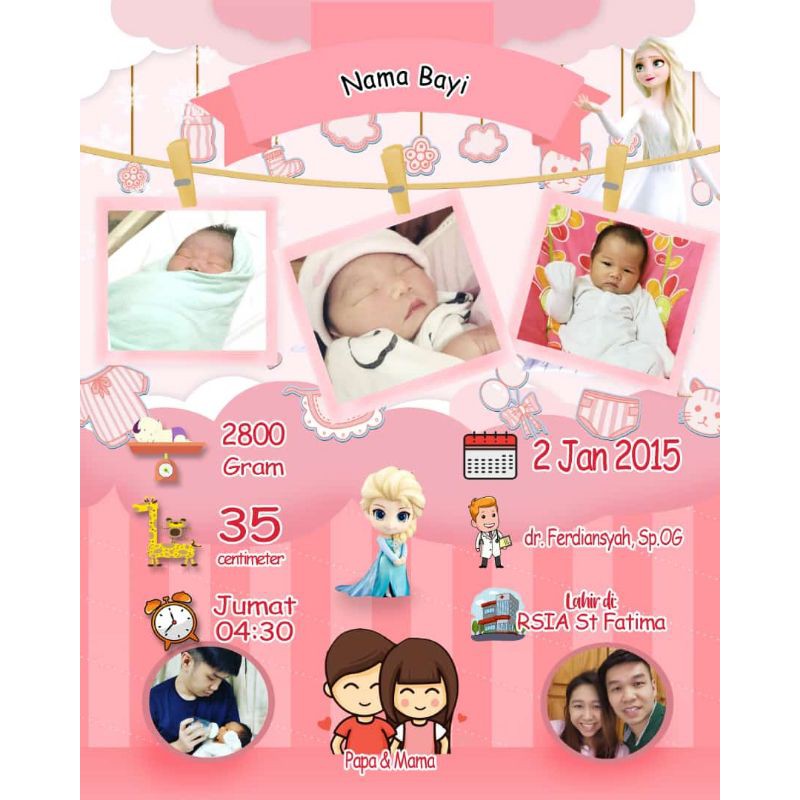 Biodata bayi tema frozen