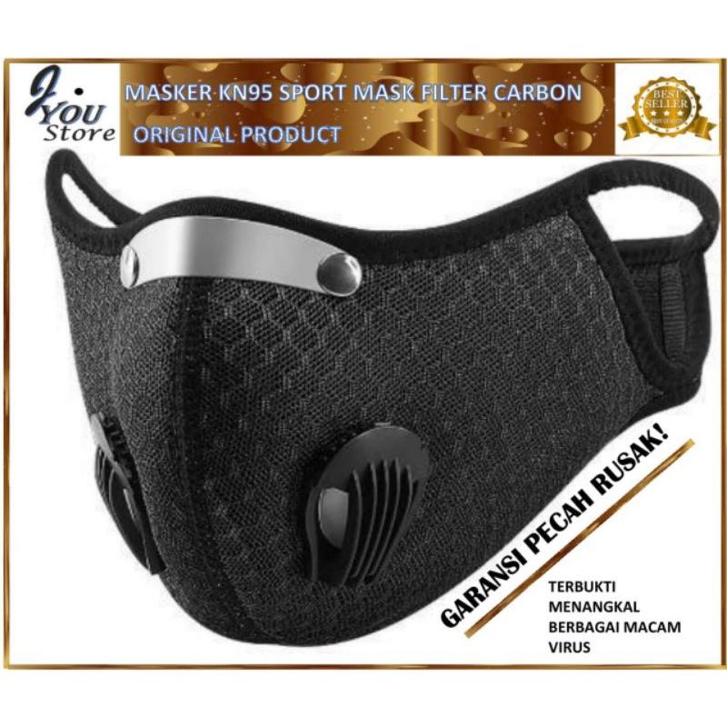 Masker KN95 Sport Mask Filter Carbon Masker Kesehatan Masker Kain Motif Masker