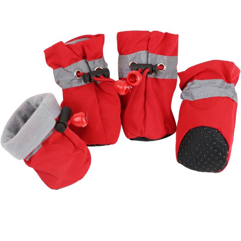 4pcs / set Sepatu Boots Salju Hujan Musim Dingin Anti slip Tahan Air Untuk Anjing Kucing Peliharaan