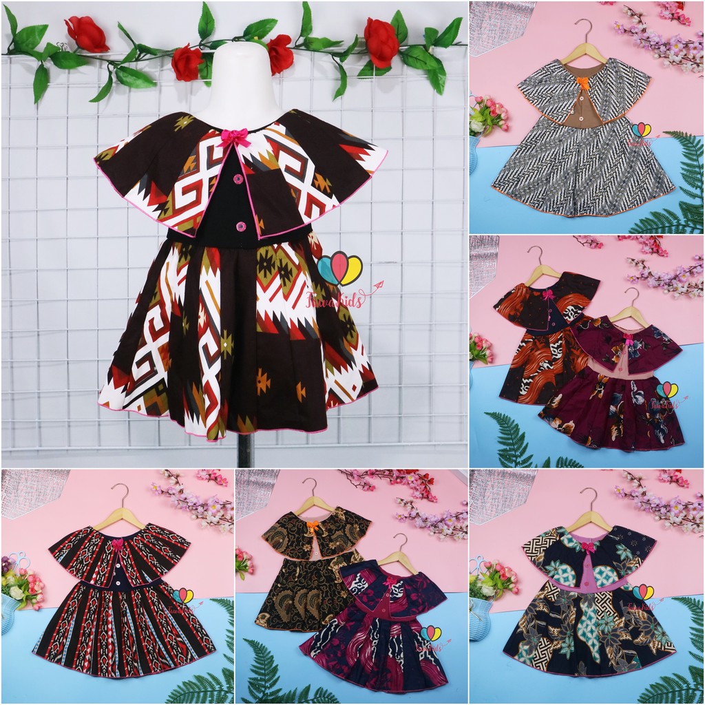 Dress Irene size 1-4 Tahun / Dres Batik Cape Baju Kensi Anak Perempuan Murah Cewek Katun Adem Gaun