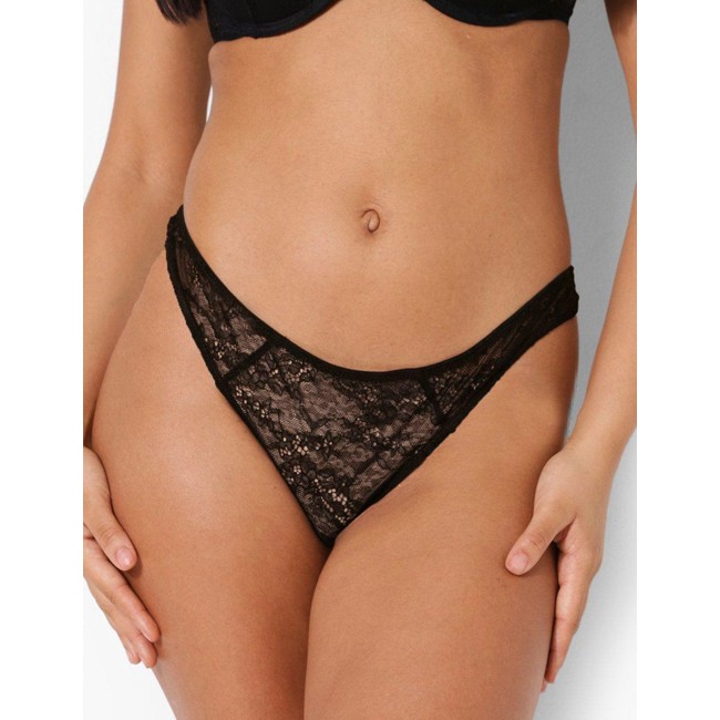 Thong Boohoo Full Lace Black