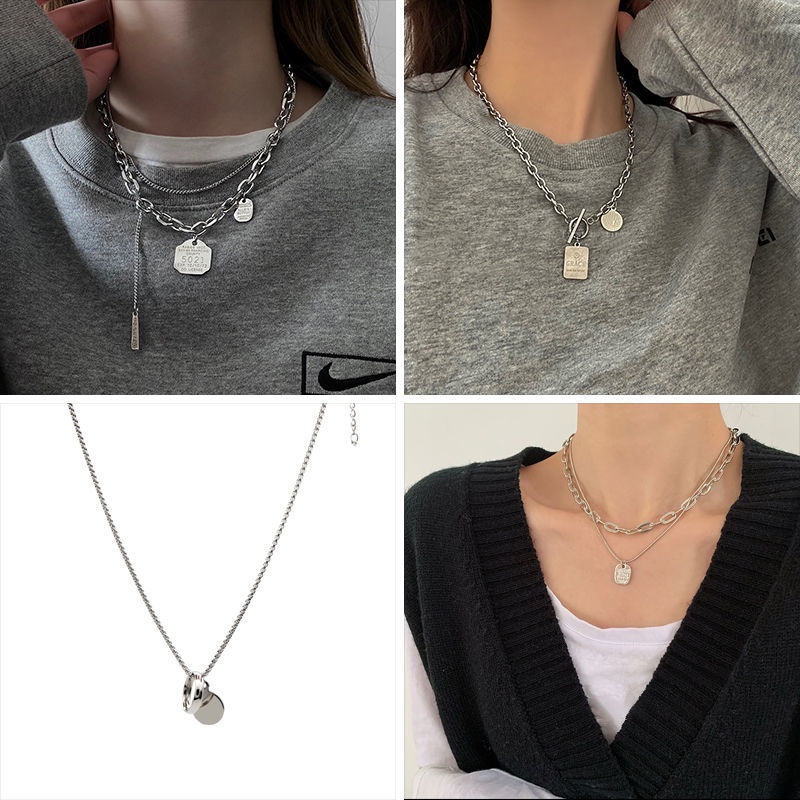 Titanium baja dekorasi kalung untuk wanita in hip hop baru fashion merek online merah bulu sweter ra