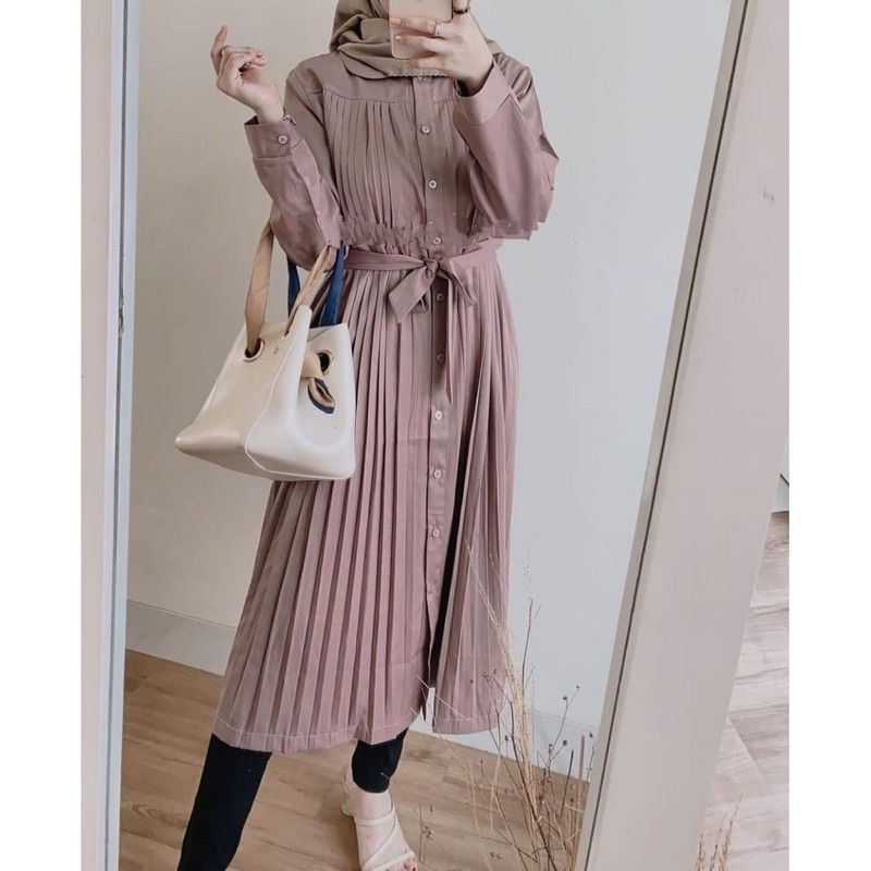 (RPA) TUNIK WELINA PLISKET FULL KANCING DAILY BUSUI WANITA TUNIK MOSCREPE PREMIUM