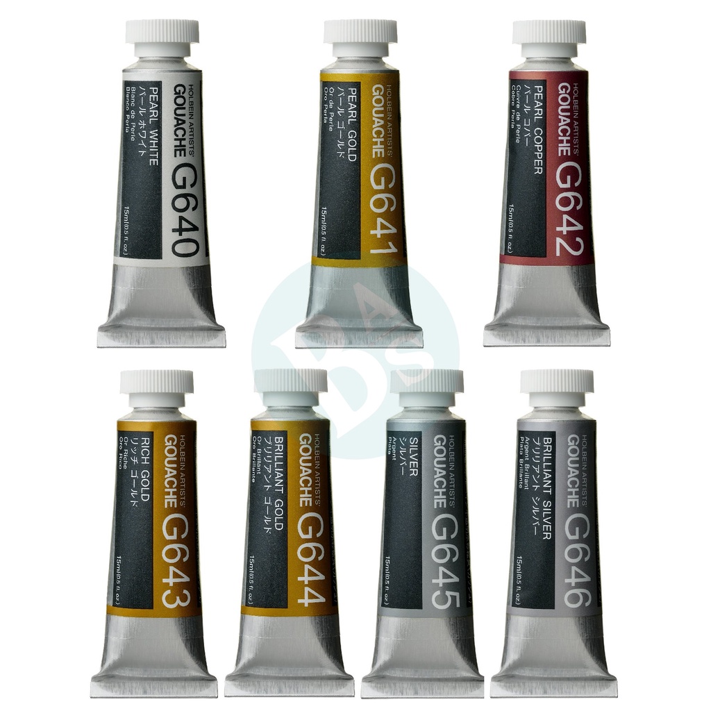 

Holbein Artists' PEARL, GOLD & SILVER Gouache Paint 15ml