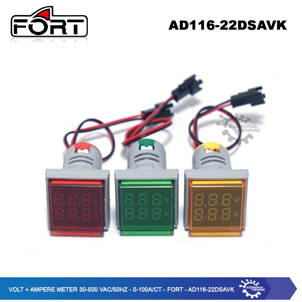 Fort - AD116-22DSAVK - Volt + Ampere Meter 30-500 VAC/50Hz - 0-100A/CT