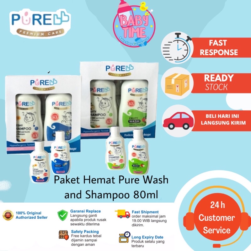 Paket Hemat Pure BB Travel Toiletries Package Wash & Shampoo 80 ml