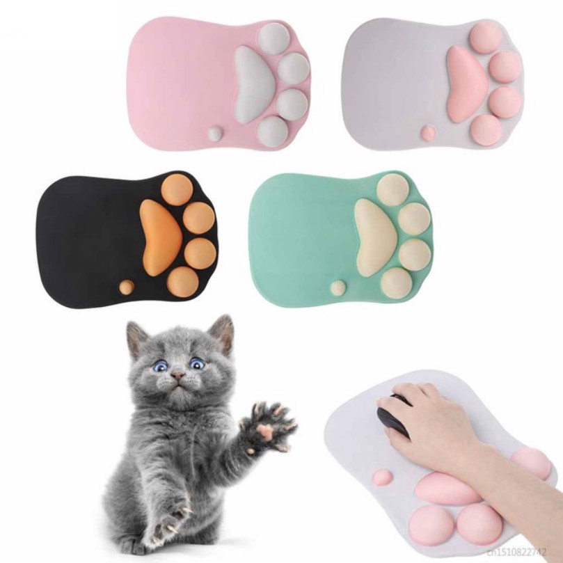 3D Mouse Pad With Wrist Support Cat Paw Silicone Wrist Rest Wrist Cushion