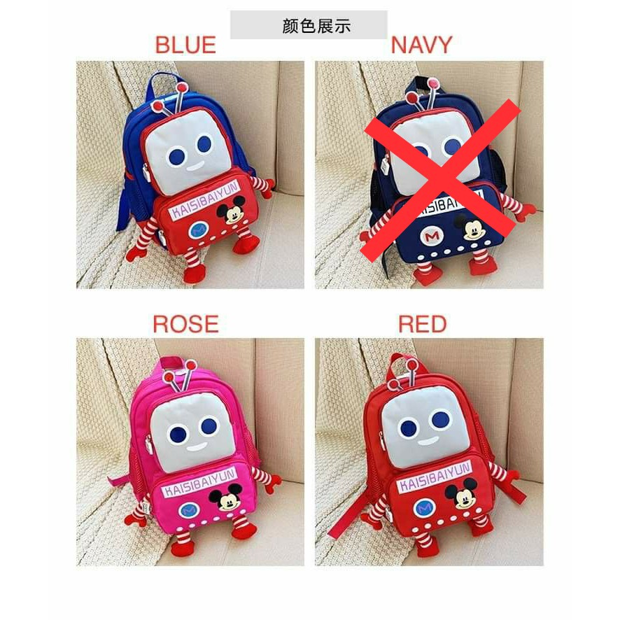 Tas Ransel Anak Perempuan Impor Motif Robot / Tas Anak Bahan Berkualitas Motif Lucu