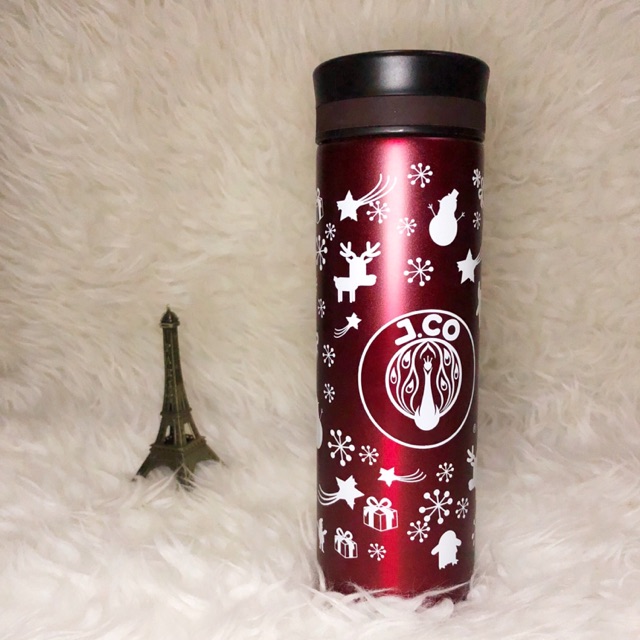 JCO J.CO J CO Christmas Edition Stainless Steel Vacuum Flask Thermos Bottle Tumbler 500ml (Red)