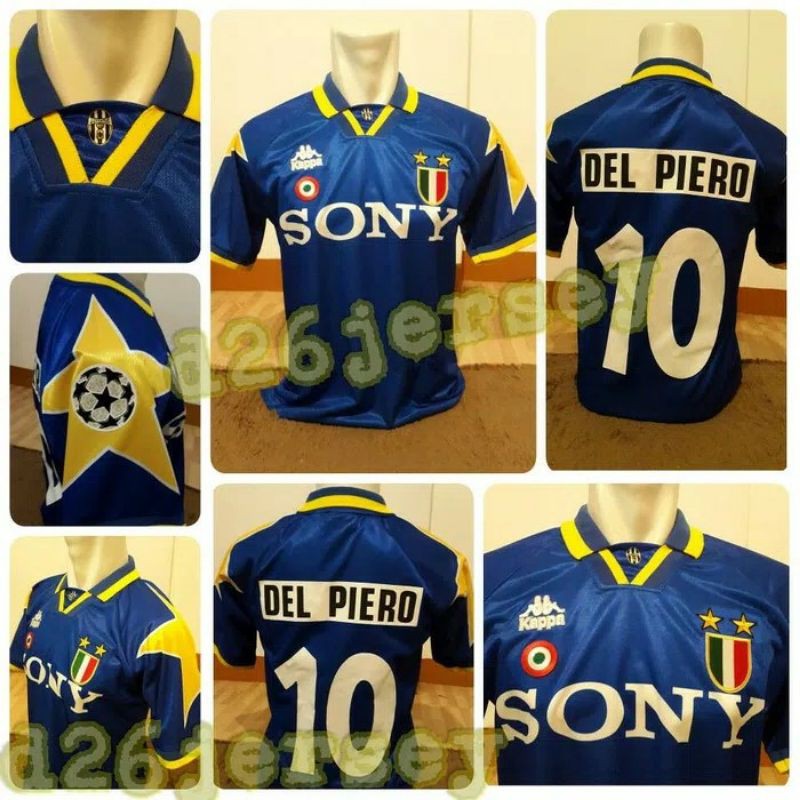Jersey RETRO Juventus Away 1996 / 1997 OFFICIAL + Cetak nama Font RETRO + Full Patch UCL