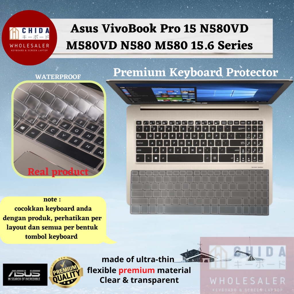 Keyboard Protector Asus VivoBook Pro 15 N580VD M580VD N580 M580 15.6 Series / Premium Cover Keyboard