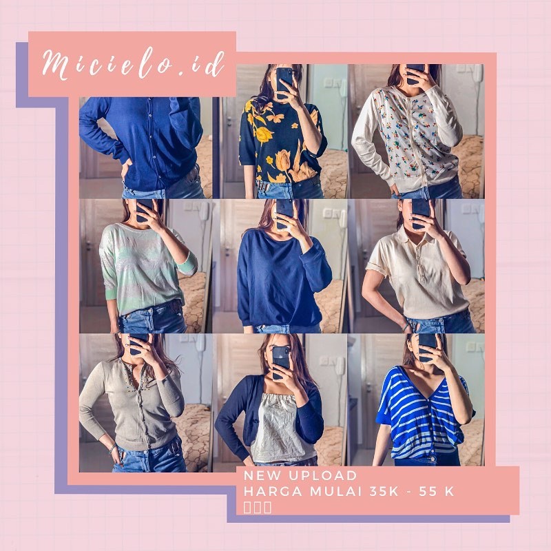 Thrift Cardigan Crop Rajut Navy
