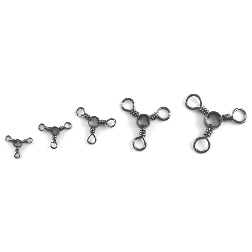 Quinton Alat Pancing Putar Tiga Arah 25PCS /Pack Swivel Hook Black Nickle Untuk Konektor Memancing Ikan Gurame 3arah