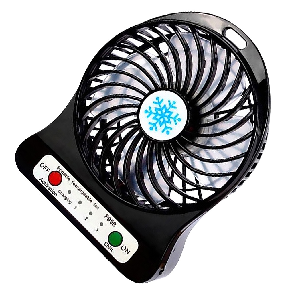 [huite]USB Rechargeable Mini Fan Indoor Outdoor Portable Desktop Plastic Electric Fan with LED Light