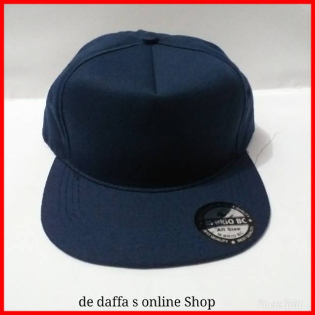 Topi Snapback Polos Dewasa  Full Biru Navy / Dongker Bahan Rapel Distro Berkualitas - Biru NAVY