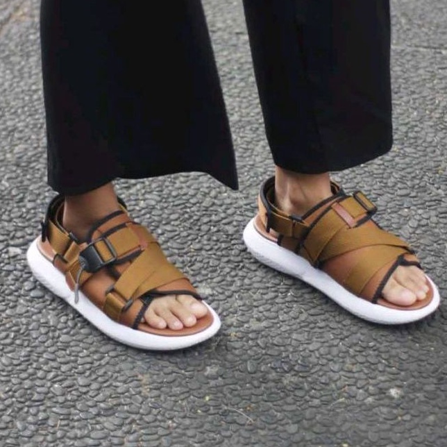 sandal wanita distro sandal slide Sandal gunung wanita Casual Tan White Zass Hc01